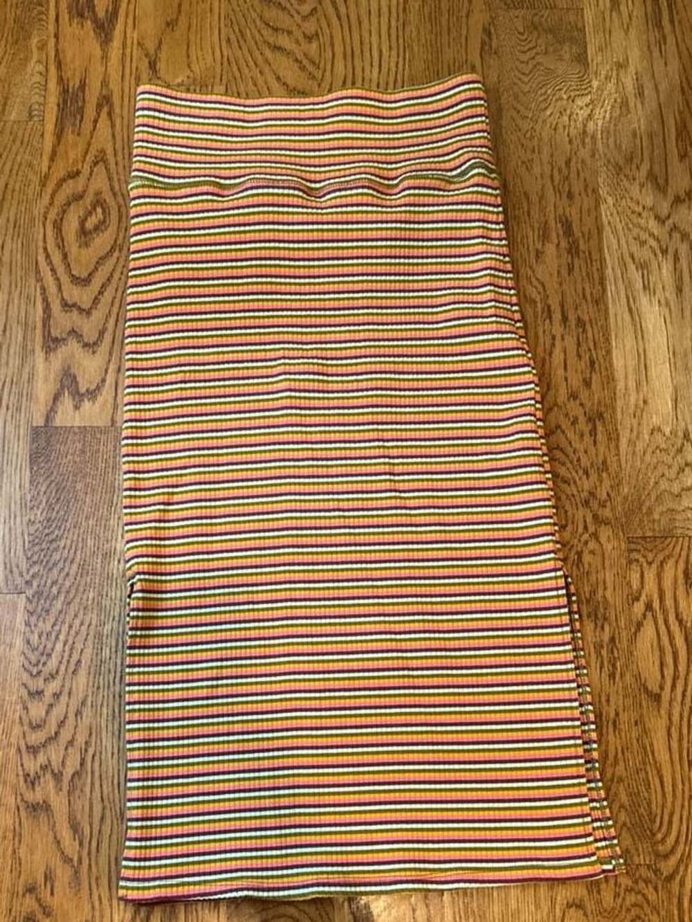 Aerie Multi-Color Striped Ribbed Midi Skirt with Side Slit Size S/P